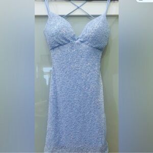 Windsor Dress Baby Blue Mini Sequins Sparkly Medium XS